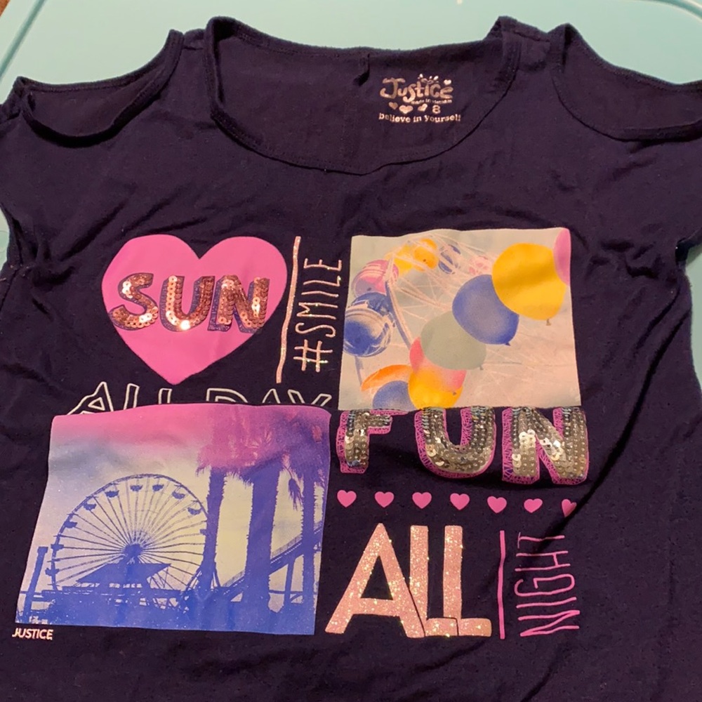 Girl’s cold shoulder sequin top